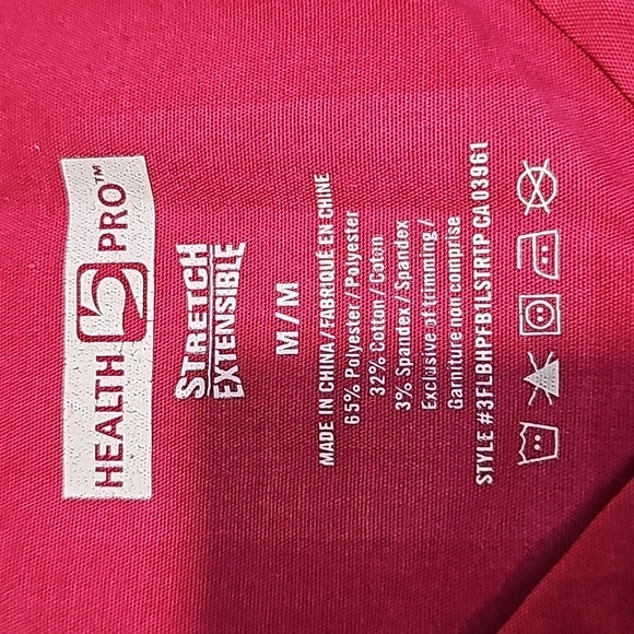Health Pro medium pink stretch short sleeve scrub top - Picture 6 of 6